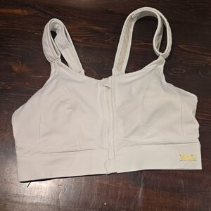 VFUS White Front-Zip High Impact Sports Bra - Size Large
